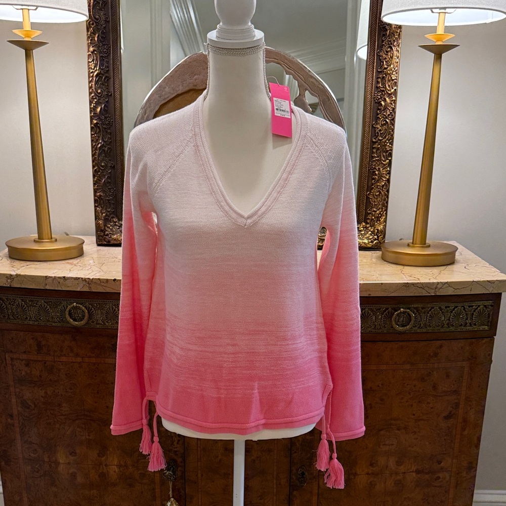LILLY PULITZER JODY V-NECK OMBRÉ PINK SWEATER/
NWT / SIZE SMALL / $55